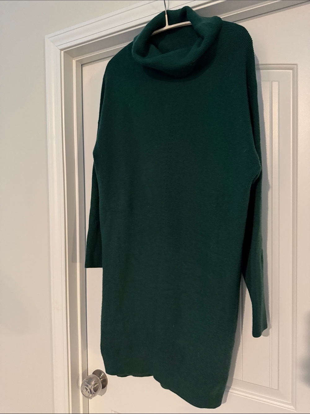 Turtleneck Longline Sweater Dress in Deep Green